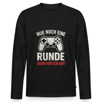 Nur noch eine Runde Gaming - Männer Premium Bio Langarmshirt - Schwarz - Vorne - Nico (187cm)