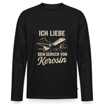 J’adore l’odeur du kérosène - T-shirt manches longues Premium bio Homme - noir - Devant - Nico (187cm)