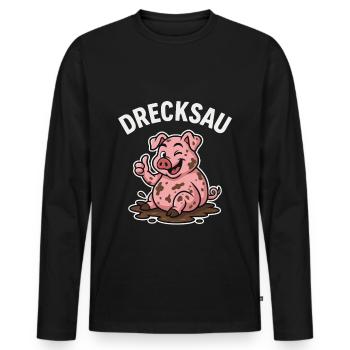 Drecksau – Lustiges Schweine Shirt - Männer Premium Bio Langarmshirt - Schwarz - Vorne - Nico (187cm)