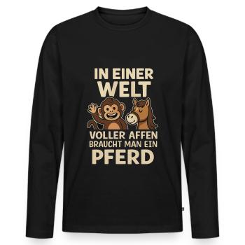In a world full of monkeys, you need a peerd - Men's Premium Organic Long Sleeve Shirt - black - Front - Nico (187cm)