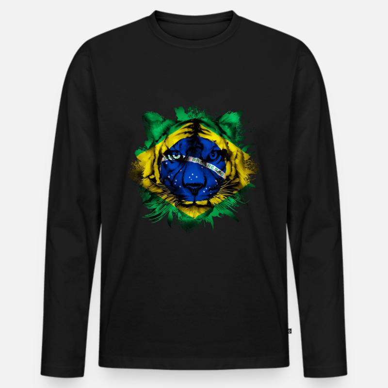 Brasilien - Männer Premium Bio Langarmshirt - Schwarz