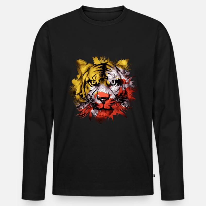 Bhutan - Männer Premium Bio Langarmshirt - Schwarz