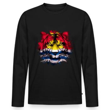 Kiribati - Männer Premium Bio Langarmshirt - Schwarz - Vorne - Nico (187cm)