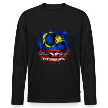Malaysia - Men's Premium Organic Long Sleeve Shirt - black - Front - Nico (187cm)