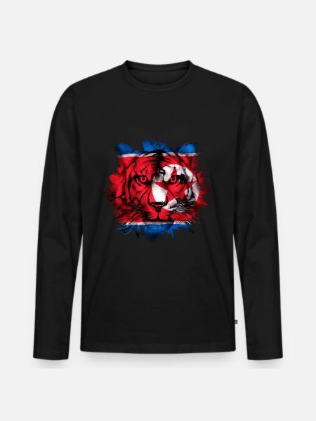 North Korea - Men's Premium Organic Long Sleeve Shirt - black