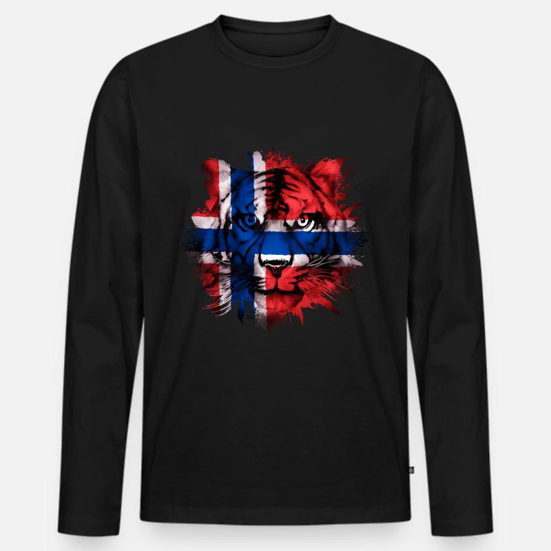 Norwegen - Männer Premium Bio Langarmshirt - Schwarz