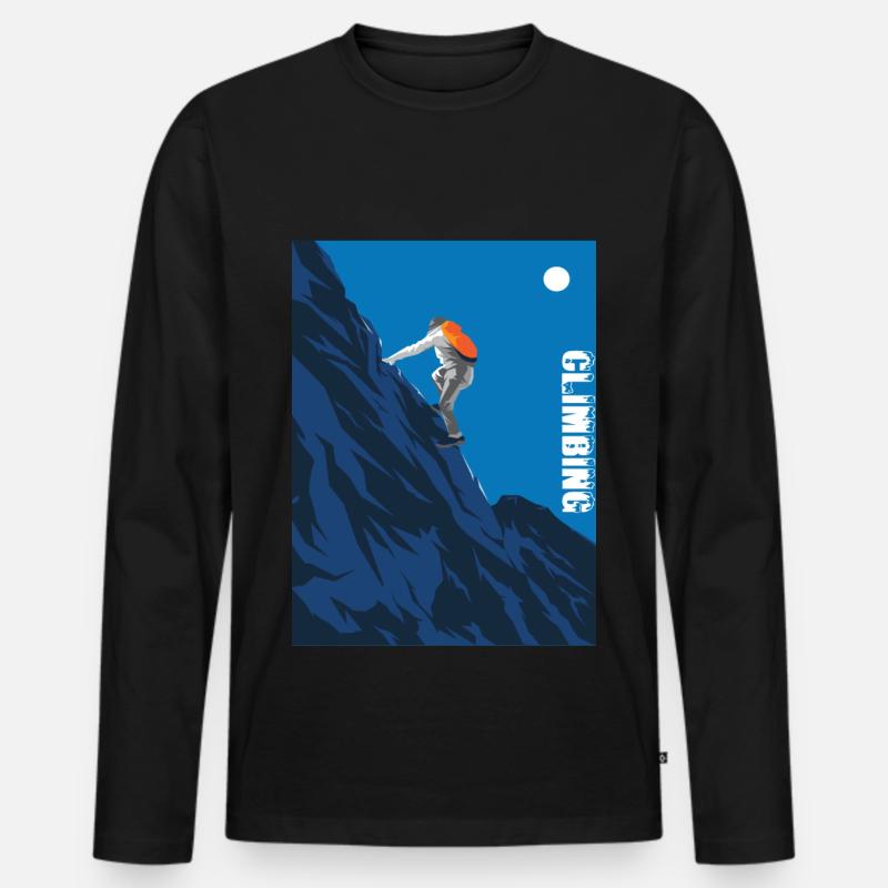 Climbing Klettern Kletterer Bouldern Bergsteigen - Männer Premium Bio Langarmshirt - Schwarz