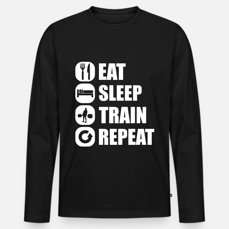 eat_sleep_train_repeat_9_1f - Männer Premium Bio Langarmshirt - Schwarz