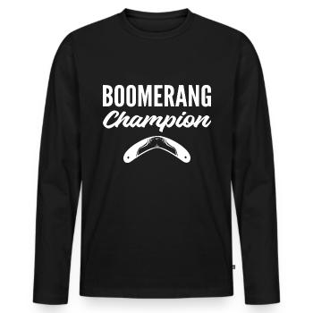 Boomerang -Champion Sports Champion Gift - Men's Premium Organic Long Sleeve Shirt - black - Front - Nico (187cm)
