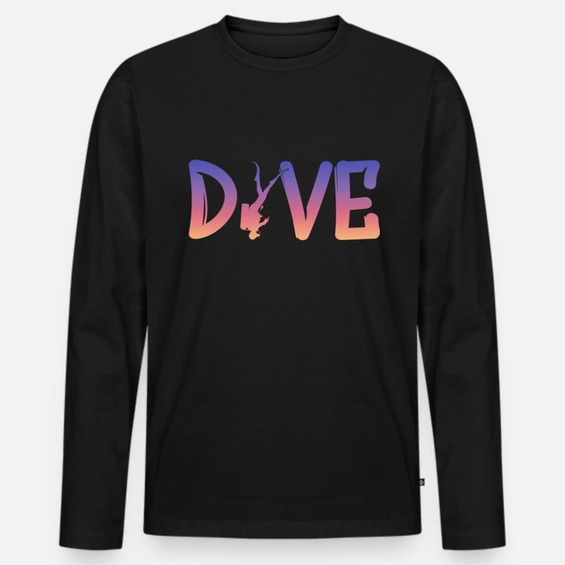 Dive, Diver, Scuba Diving - Männer Premium Bio Langarmshirt - Schwarz