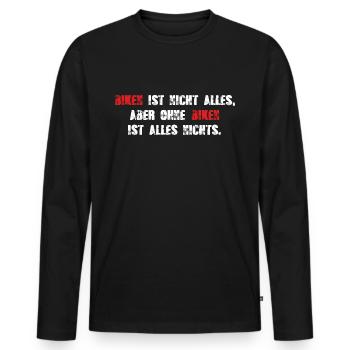 Ohne Biken ist alles nichts - Männer Premium Bio Langarmshirt - Schwarz - Vorne - Nico (187cm)