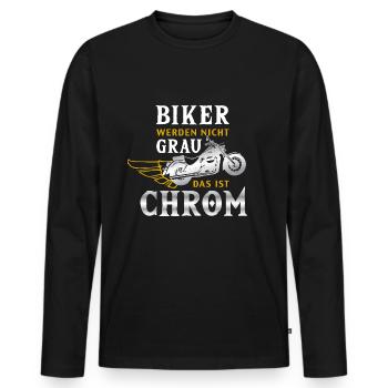 Motorrad Biker Rentner Chopper Chrom Geschenkidee - Männer Premium Bio Langarmshirt - Schwarz - Vorne - Nico (187cm)