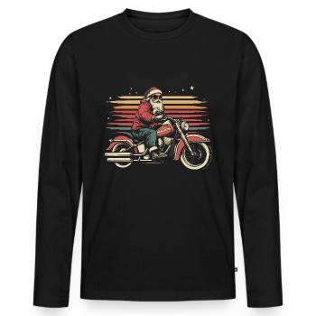 Weihnachtsmann fährt Motorrad - Männer Premium Bio Langarmshirt - Schwarz - Vorne - Nico (187cm)