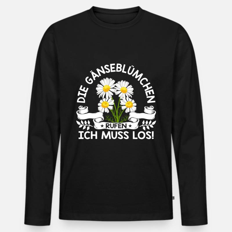 Gänseblümchen rufen Maßliebchen Blume - Männer Premium Bio Langarmshirt - Schwarz