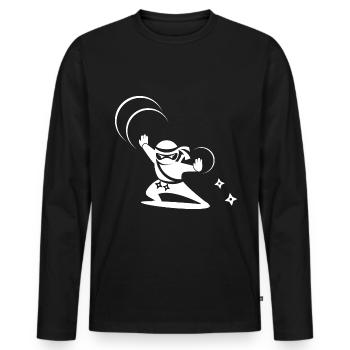 Ninja Sterne Samurai Schulkind Schulanfang - Männer Premium Bio Langarmshirt - Schwarz - Vorne - Nico (187cm)