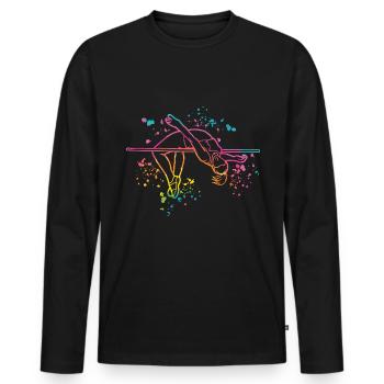 Saut en hauteur Aquarelle Saut en hauteur - T-shirt manches longues Premium bio Homme - noir - Devant - Nico (187cm)