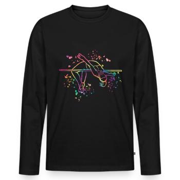 Saut en hauteur Aquarelle Saut en hauteur - T-shirt manches longues Premium bio Homme - noir - Devant - Nico (187cm)