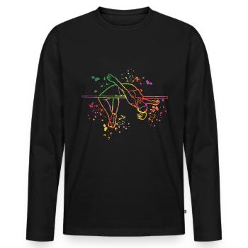 Saut en hauteur Aquarelle Saut en hauteur - T-shirt manches longues Premium bio Homme - noir - Devant - Nico (187cm)