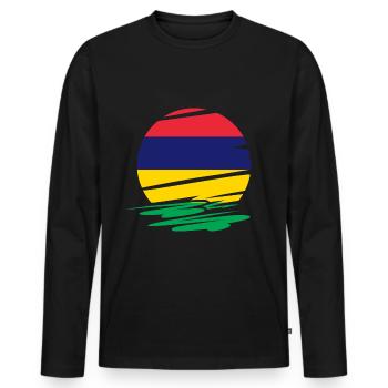 Mauritius sunset flag - Men's Premium Organic Long Sleeve Shirt - black - Front - Nico (187cm)