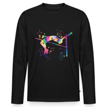 Saut en hauteur Aquarelle Saut en hauteur - T-shirt manches longues Premium bio Homme - noir - Devant - Nico (187cm)