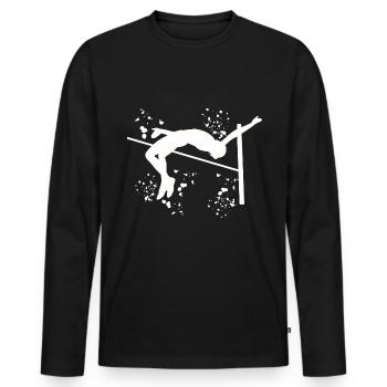 Saut en hauteur Aquarelle Saut en hauteur - T-shirt manches longues Premium bio Homme - noir - Devant - Nico (187cm)