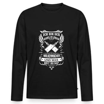 Wolkenmacher - Männer Premium Bio Langarmshirt - Schwarz - Vorne - Nico (187cm)