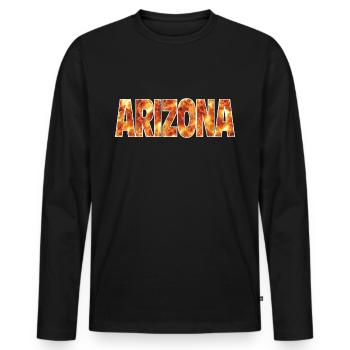 Arizona - Men's Premium Organic Long Sleeve Shirt - black - Front - Nico (187cm)