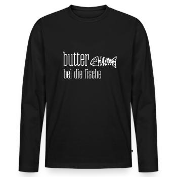 Beurre avec le poisson arête de poisson - T-shirt manches longues Premium bio Homme - noir - Devant - Nico (187cm)