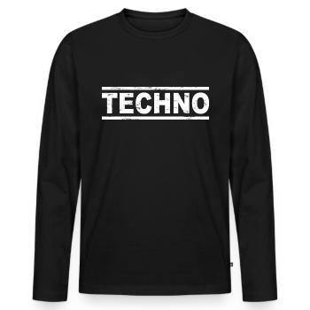 Techno - T-shirt manches longues Premium bio Homme - noir - Devant - Nico (187cm)