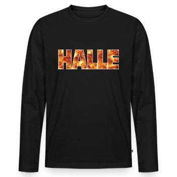 Hall - Men's Premium Organic Long Sleeve Shirt - black - Front - Nico (187cm)