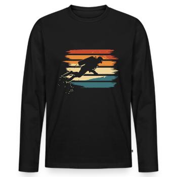 Scuba Diving Diving Diver Vintage - Men's Premium Organic Long Sleeve Shirt - black - Front - Nico (187cm)