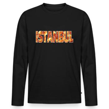 Istanbul - Men's Premium Organic Long Sleeve Shirt - black - Front - Nico (187cm)