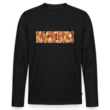 Magdeburg - Men's Premium Organic Long Sleeve Shirt - black - Front - Nico (187cm)