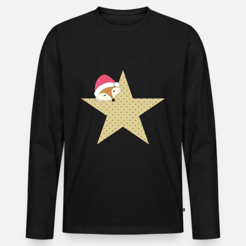 Fuchs Stern Weihnachtszeit - Geschenkidee - - Männer Premium Bio Langarmshirt - Schwarz
