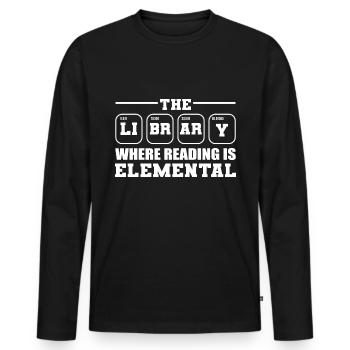 Lesen ist elementar Buchliebhaber Geschenk - Männer Premium Bio Langarmshirt - Schwarz - Vorne - Nico (187cm)