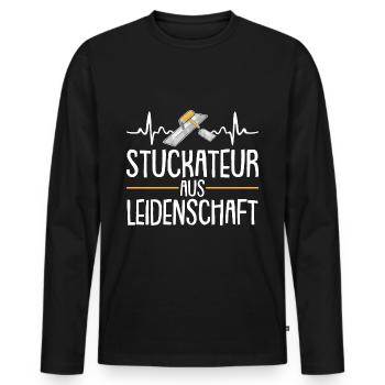 Stuckateur Leidenschaft Gipser Herzschlag - Männer Premium Bio Langarmshirt - Schwarz - Vorne - Nico (187cm)