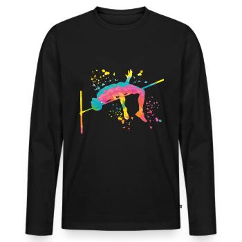 Saut en hauteur Aquarelle Saut en hauteur - T-shirt manches longues Premium bio Homme - noir - Devant - Nico (187cm)