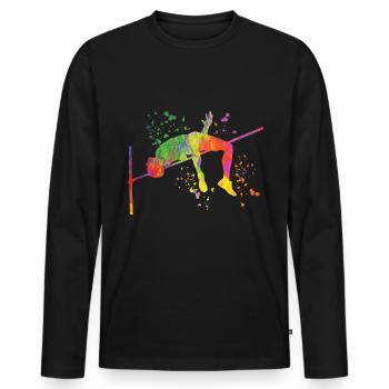 Saut en hauteur Aquarelle Saut en hauteur - T-shirt manches longues Premium bio Homme - noir - Devant - Nico (187cm)