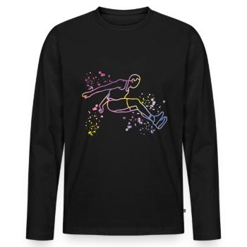 Weitspringer Weitspringen Kinder Weitsprung - Männer Premium Bio Langarmshirt - Schwarz - Vorne - Nico (187cm)