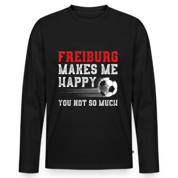ME HEUREUX Fribourg REND - T-shirt manches longues Premium bio Homme - noir - Devant - Nico (187cm)