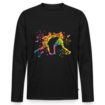 Boxing Fighter Kids Boxing Match Boxer - Men's Premium Organic Long Sleeve Shirt - black - Front - Nico (187cm)