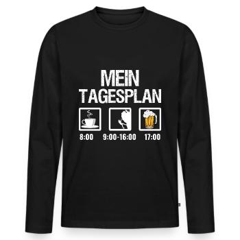 Kletterer Tagesplan Klettern - Männer Premium Bio Langarmshirt - Schwarz - Vorne - Nico (187cm)