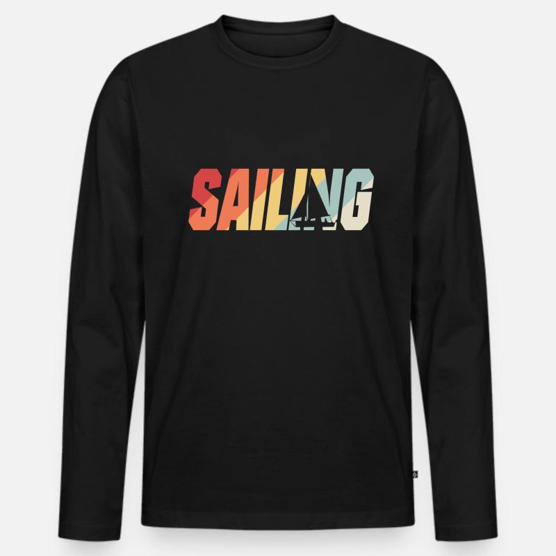 Sailing - Männer Premium Bio Langarmshirt - Schwarz