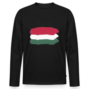 Hungary - Men's Premium Organic Long Sleeve Shirt - black - Front - Nico (187cm)