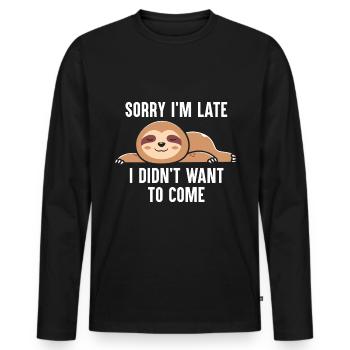 Sloth Lover Saying Funny Lazy Sloths Sleeping - Men's Premium Organic Long Sleeve Shirt - black - Front - Nico (187cm)
