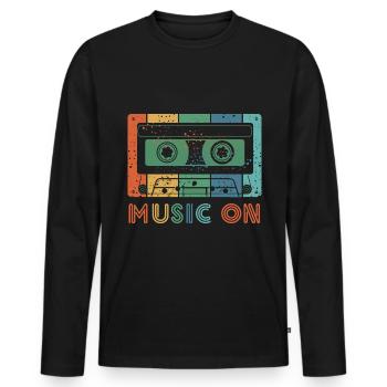 Mixtape Cassettes Musique 90s 80s - T-shirt manches longues Premium bio Homme - noir - Devant - Nico (187cm)