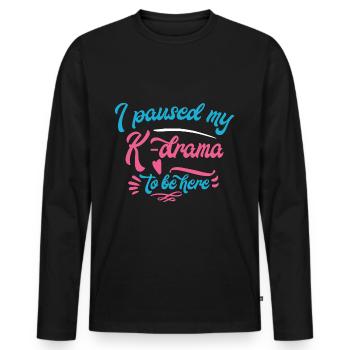 K-Pop K-Drama Kpop Kdrama Corée Hallyu Séoul - T-shirt manches longues Premium bio Homme - noir - Devant - Nico (187cm)