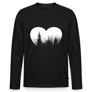 Herz - Bäume - (2) - Männer Premium Bio Langarmshirt - Schwarz - Vorne - Nico (187cm)