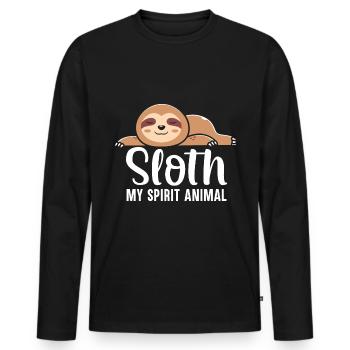 Sloth Lover Saying Funny Lazy Sloths Sleeping - Men's Premium Organic Long Sleeve Shirt - black - Front - Nico (187cm)