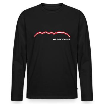 Wilder Kaiser Kaiserkrone Tirol Austria Österreich - Männer Premium Bio Langarmshirt - Schwarz - Vorne - Nico (187cm)